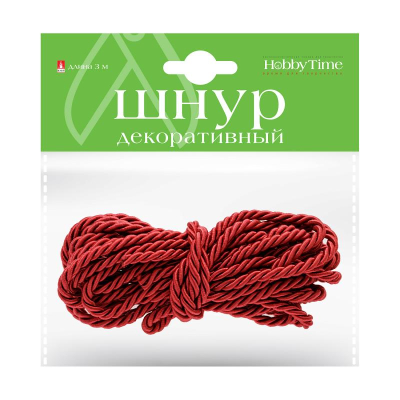 Шнур декоративный витой Hobby Time 3м красный