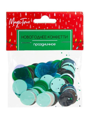 Конфетти новогоднее в форме кружочков 15гр мята