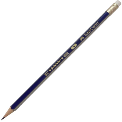 Карандаш Faber-Castell Gold Faber 1222 B синий корпус с ластиком