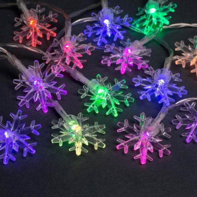 Электрогирлянда&nbsp;&nbsp;3.0м Снежинки большие 20 разноцветных LED ламп USB