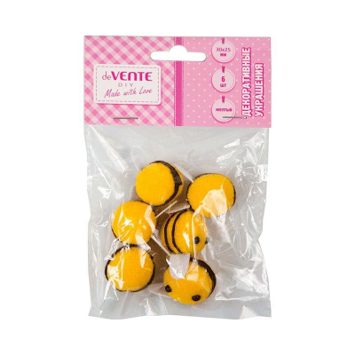 Украшения декоративные deVENTE 'Пчелки' 30х25мм  6шт тканевые цвета ассорти