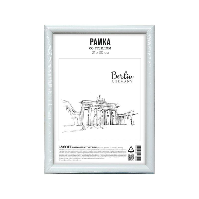 Рамка информационная A4&nbsp;&nbsp;21х30см deVENTE пластиковый багет 14мм вставка стекло белая