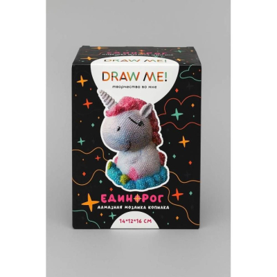 Набор творческий Алмазная мозаика Копилка Draw Me! 3D 'Единорог' 14х12х16см