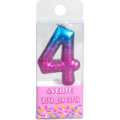 Свеча-цифра для торта deVENTE 'Degrade' '4'&nbsp;&nbsp;6см блистере