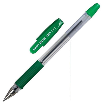 Ручка шариковая Pilot 0.7мм Grip с резиновой манжетой зеленая