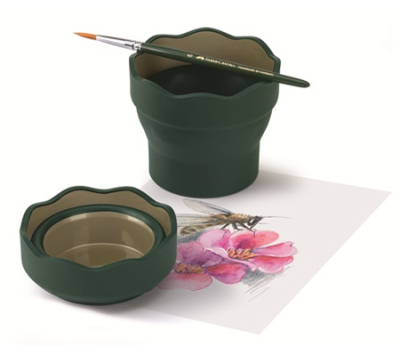 Стакан для воды и кистей Faber-Castell Clic&Go складывающийся зеленый