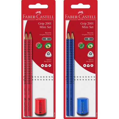 Набор Faber-Castell Grip Mini 2001&nbsp;&nbsp;2 карандаша B +точилка красный/синий в блистере