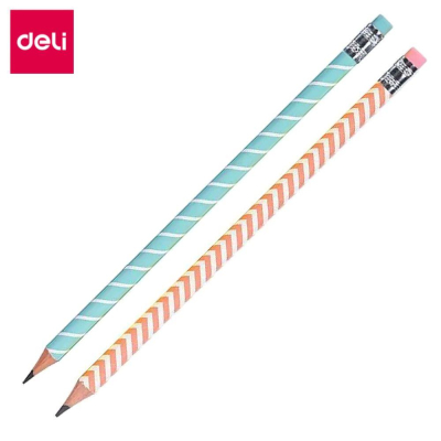 Карандаш Deli 'Macaron&Geometric' HB с ластиком дизайны ассорти
