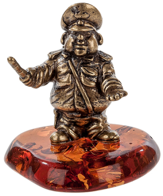 Фигурка Гаишник 4см латунь янтарь