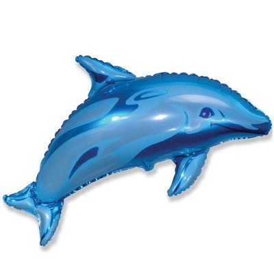 Шар воздушный фольгированный Фигура Дельфинчик синий Flex Metal 56х94см