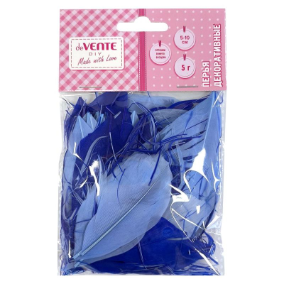 Перья декоративные deVENTE натуральные гусиные h10-15см   5г 'Оттенки синего'