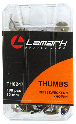 Кнопки никелированные  100шт 12мм Lamark в пластиковой коробке