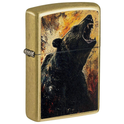Зажигалка бензиновая Zippo Classic 'Grizzly Roar' с покрытием Street Brass™