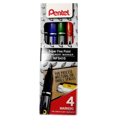 Маркеры перманентные Pentel круглые  0.4мм 'Super Fine Point'  4цв в блистере