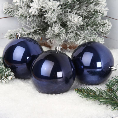 Шар 100мм темно-синий пластик 3шт