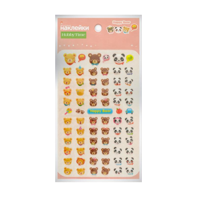 Наклейки декоративные бумажные объемные Hobby Time 'Веселые зверушки'  6 видов ассорти