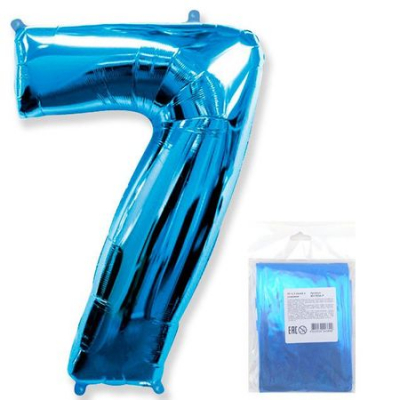 Шар воздушный фольгированный Цифра '7' синий Flex Metal 102см