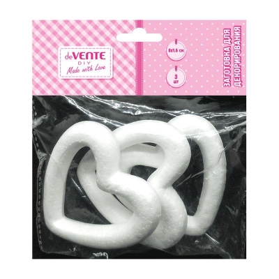 Заготовка для декорирования из пенопласта deVENTE 'Сердце' фигурное 8х8х1.6см 3шт