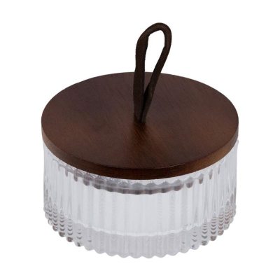 Банка декоративная Stilerra home 10.5х 6см с деревянной крышкой стекло