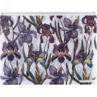 Папка-конверт на молнии A4 BrunoVisconti® с расширением до 200л пластиковая 180мкм 'Flora' Ирисы