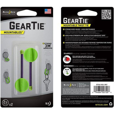 Организатор провода Nite Ize Gear Tie® Mountables 2" салатово-фиолетовый&nbsp;&nbsp;2шт