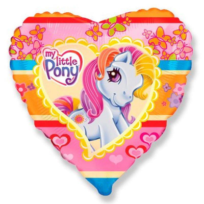 Шар воздушный фольгированный Сердце My little pony Flex Metal 48см