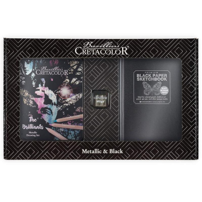 Набор художественный Cretacolor Metallic & Black 14пр в картонной коробке