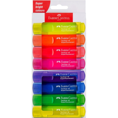 Текст-маркеры Faber-Castell '46 SuperFluo' 1-5.0мм 7цв +желтый в картонном блистере