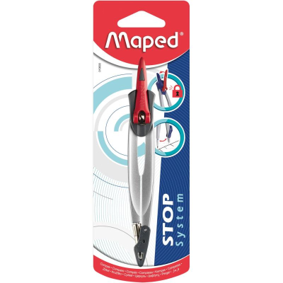 Циркуль металлический Maped Stop System 14см с грифелем 2мм в блистере