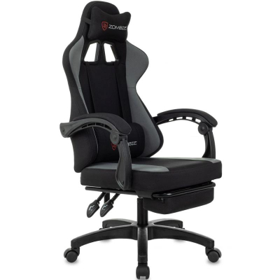 Кресло игровое Zombie Weaver с подставкой для ног ткань серо-черное