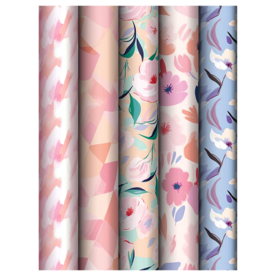 Бумага упаковочная глянцевая MESHU  70х100см 'Floral mood'  5 дизайнов