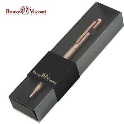 Ручка шариковая BrunoVisconti® 'Palermo' 0.7мм металлический Soft Touch корпус розовое золото винтаж синие чернила