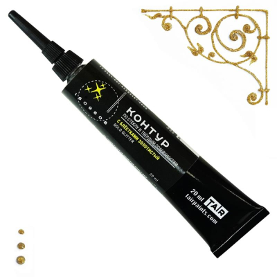 Контур акриловый универсальный с блестками Таир Глиттер золотистый 20мл