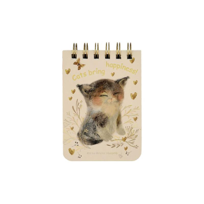 Блокнот A7 100л линейка на гребне BrunoVisconti® 'Cute Journal' картонная обложка Soft Touch 'Милый котенок'