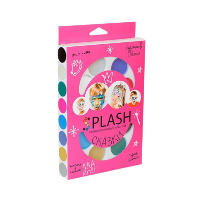 Грим набор SPLASH  8цв 'Сказки' + кисть + спонж в картонной коробке