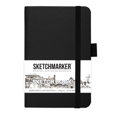 Блокнот для набросков Sketchmarker  9х14см 140г  80л твердая обложка черный