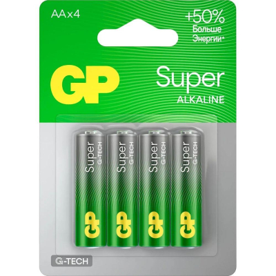 Батарейка GP&nbsp;&nbsp;1.5V AA/LR6 Super Alkaline&nbsp;&nbsp;4шт в блистере
