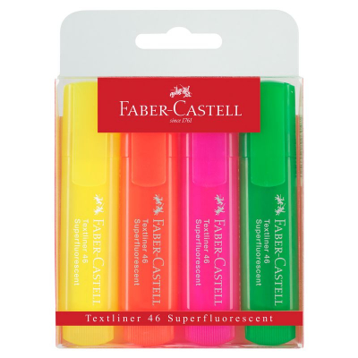 Текст-маркеры Faber-Castell Super Fluo 1-5.0мм 4цв в блистере