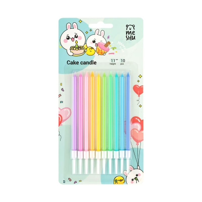 Свечи для торта MESHU 'Macaroon' 11см 10шт ассорти