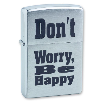 Зажигалка бензиновая Zippo Classic 'Don't worry' с покрытием Brushed Chrome серебристая