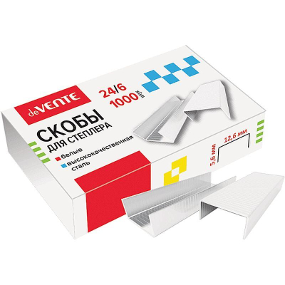 Скобы №24/ 6&nbsp;&nbsp;1000шт deVENTE цельнокрашенные белые