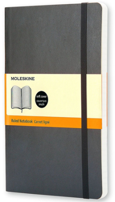 Записная книжка A5  96л линейка Moleskine® Classic Soft Large мягкая обложка на резиновой застежке черная