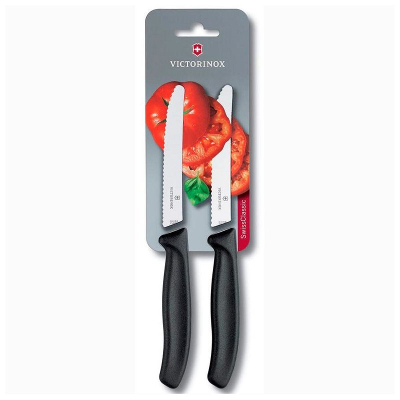 Набор кухонных ножей Victorinox 'Swiss Classic Kitchen' для томатов и колбасы  2шт черный в блистере