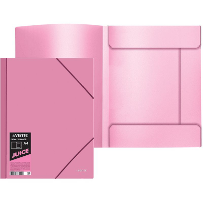 Папка с 2-я резиновыми застежками пластиковая A4 до 300л с 3 клапанами deVENTE 'Juicy' розовая