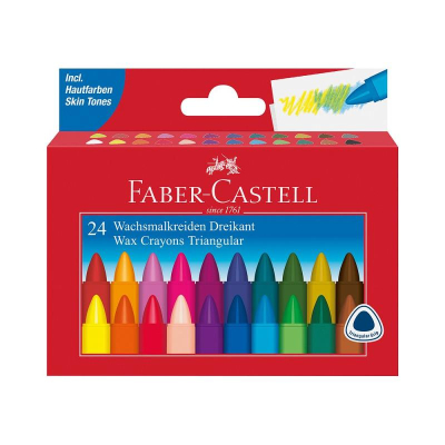 Мелки восковые 24цв Faber-Castell трехгранные в картонной коробке