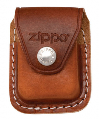 Чехол для зажигалки Zippo на кнопке с металлической клипсой кожа коричневый