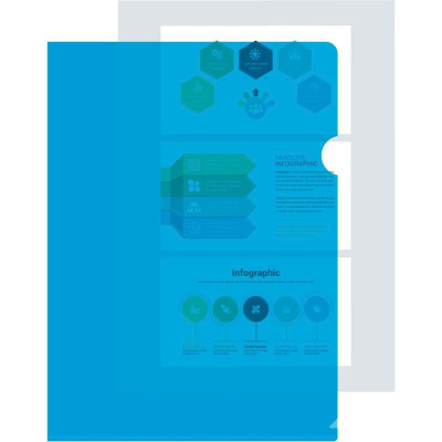 Папка-уголок A4&nbsp;&nbsp;180мкм Бюрократ полупрозрачная глянцевая синяя