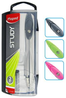 Циркуль металлический Maped 'Study' 12см +грифель 2мм в пластиковом пенале