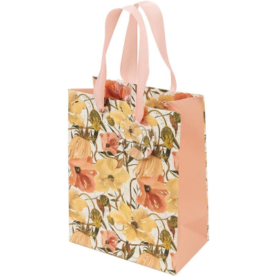 Пакет подарочный бумажный BrunoVisconti® 'Flora' Цветочная страсть 18х23x10см матовый Soft touch фольга золото с ручками
