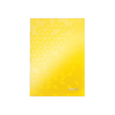 Тетрадь A5  80л клетка на сшивке Leitz твердая глянцевая обложка WOW желтая